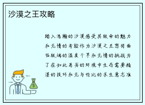 沙漠之王攻略